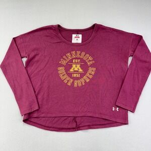 MINNESOTA Golden Gophers Under Armour LEGACY Shirt‎ Womens Large Cropped L/S Tee